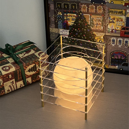 Minimalist Layered Acrylic Moon Lamp - USB Touch Dimmable (Transparent Moon Lamp).