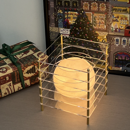 Minimalist Layered Acrylic Moon Lamp - USB Touch Dimmable (Transparent Moon Lamp).