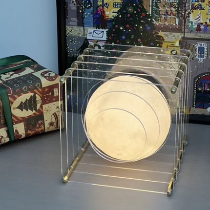 Minimalist Layered Acrylic Moon Lamp - USB Touch Dimmable (Transparent Moon Lamp).
