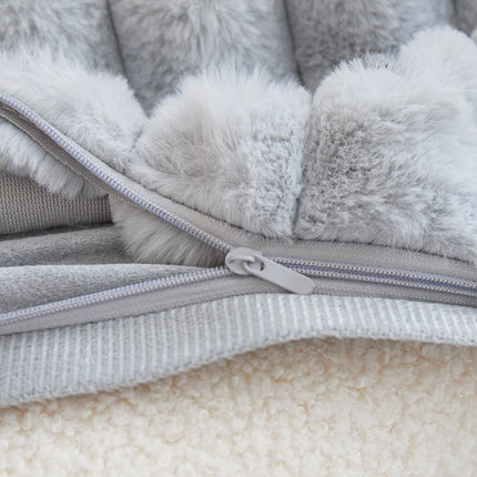 A pair of pink Plush Faux Rabbit Fur Throw Pillow Cover - Textured Wheat Ear Design (45x45cm).
