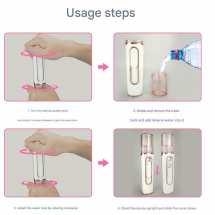 Purple Dual Nozzle Nano Facial Mister - USB Rechargeable Hydrating Spray.