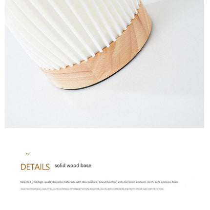 Unique Pleated Design Table Lamp - 3D Printed Washable Shade, Wooden Base, Adjustable LED (Three-star rotation).