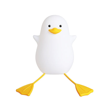 Cute Gull Silicone Night Light - Tap Control, USB Rechargeable, Kids Bedroom (Colorful yellow beak).