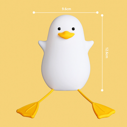 Cute Gull Silicone Night Light - Tap Control, USB Rechargeable, Kids Bedroom (Colorful yellow beak).