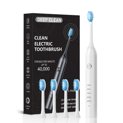 White Professional Sonic Toothbrush for Adults - 5 Modes, Smart Timer (4 brush heads).