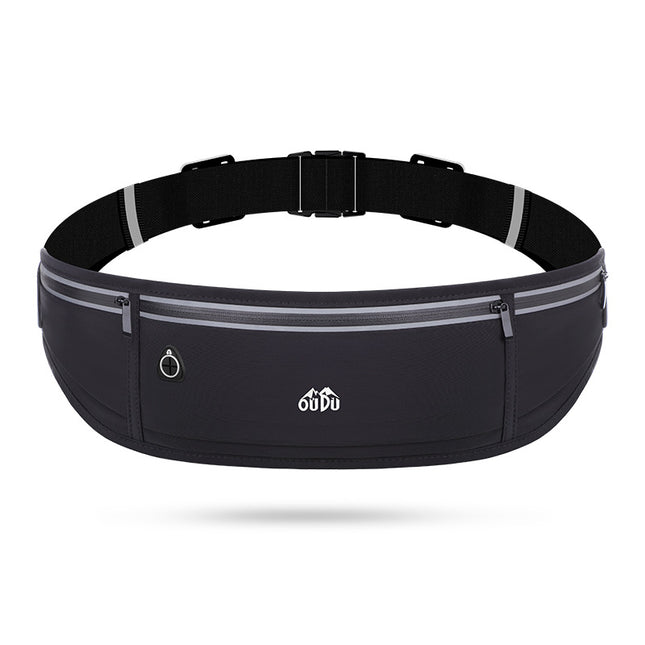 Black Adjustable Running Belt - Fits Large Phones, Reflective, Earphone Port.
