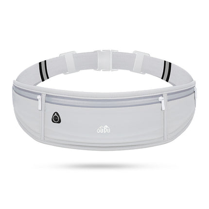 Light gray Adjustable Running Belt - Fits Large Phones, Reflective, Earphone Port.