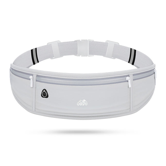 Light gray Adjustable Running Belt - Fits Large Phones, Reflective, Earphone Port.
