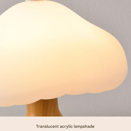 Gray Mushroom LED Table Lamp - Rechargeable, 3-Color Touch Dimmable, USB-C.