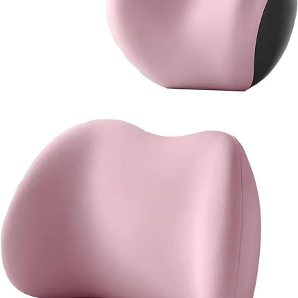 Pink Ergonomic Memory Foam Car Headrest & Lumbar Support Cushion Set - Driving Comfort Neck & Back Pillow.