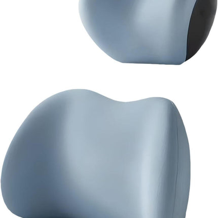 Blue Ergonomic Memory Foam Car Headrest & Lumbar Support Cushion Set - Driving Comfort Neck & Back Pillow.