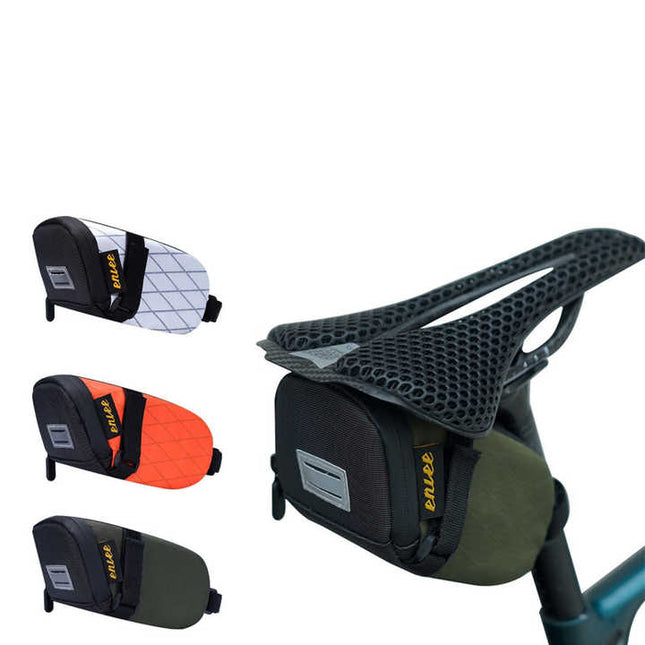 Green And Black Water-Resistant Bicycle Saddle Bag - 1.3L Reflective Seat Pack for Road & Mountain Bikes.