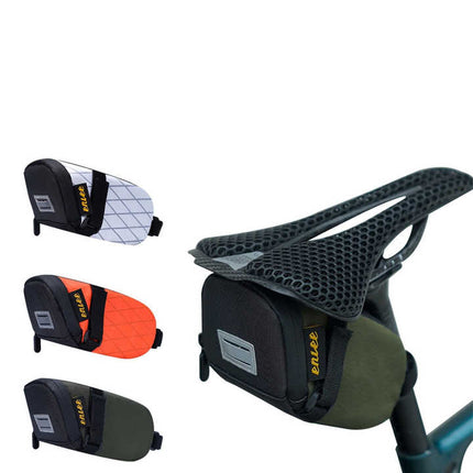 Orange And Black Water-Resistant Bicycle Saddle Bag - 1.3L Reflective Seat Pack for Road & Mountain Bikes.