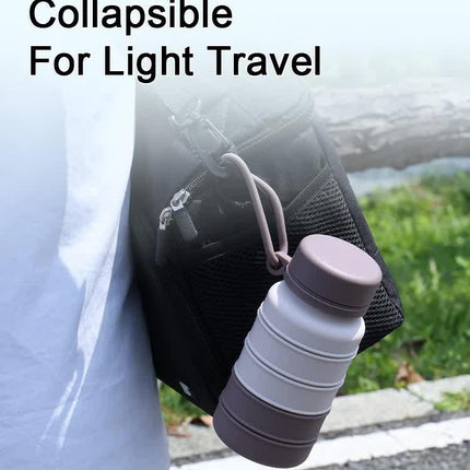 Pink Collapsible Silicone Water Bottle - 510ml Portable Food-Grade Travel & Sports Drink Flask.