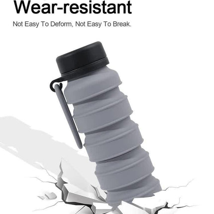 Pink Collapsible Silicone Water Bottle - 510ml Portable Food-Grade Travel & Sports Drink Flask.