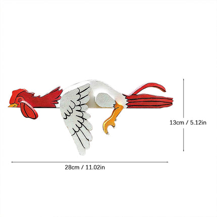 2 Pcs Red And White Whimsical Lazy Chicken Fence Topper - Funny PVC Garden & Home Decor Ornament.