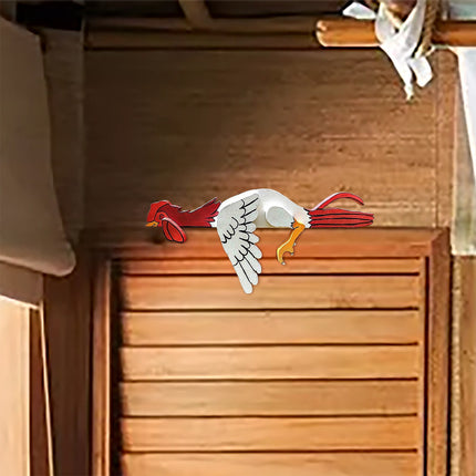 2 Pcs Red And White Whimsical Lazy Chicken Fence Topper - Funny PVC Garden & Home Decor Ornament.