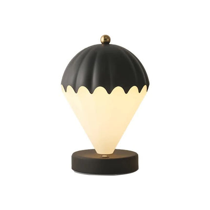 Black Rechargeable Hot Air Balloon LED Touch Lamp - 3-Color Nordic Style Desk Light.