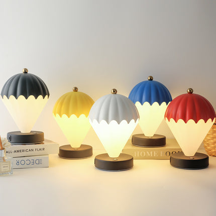 Black Rechargeable Hot Air Balloon LED Touch Lamp - 3-Color Nordic Style Desk Light.