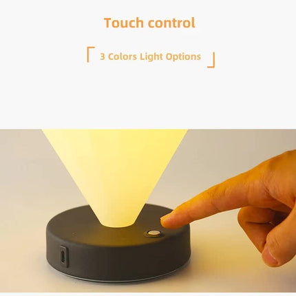Black Rechargeable Hot Air Balloon LED Touch Lamp - 3-Color Nordic Style Desk Light.