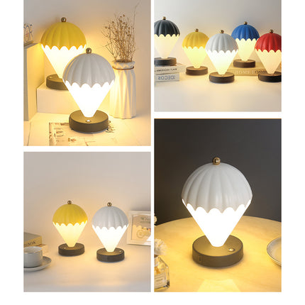 Yellow Rechargeable Hot Air Balloon LED Touch Lamp - 3-Color Nordic Style Desk Light.