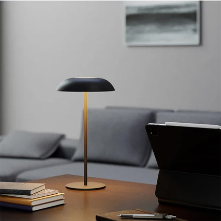 White Minimalist Rechargeable LED Touch Table Lamp - 3-Color Stepless Dimming Metal Desk Light.