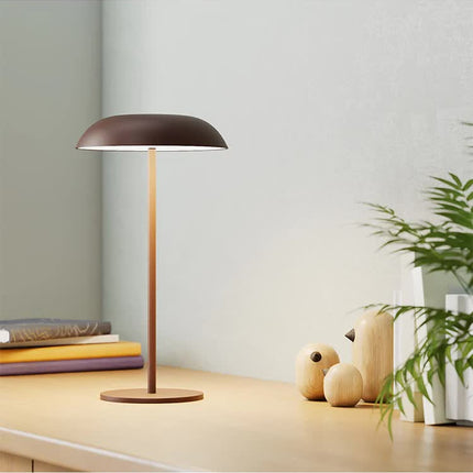 White Minimalist Rechargeable LED Touch Table Lamp - 3-Color Stepless Dimming Metal Desk Light.