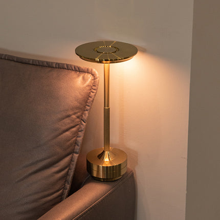 Silver Elegant Aluminum Alloy Rechargeable LED Touch Lamp - 3-Color Dimmable Cordless Table Light.