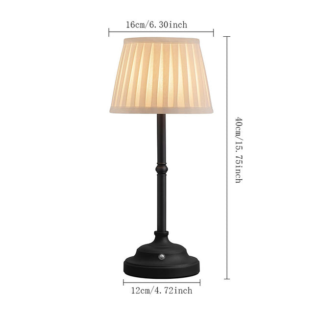 Black and White Elegant Rechargeable Fabric Shade LED Lamp - Cordless Touch Stepless Dimmable Table Light.