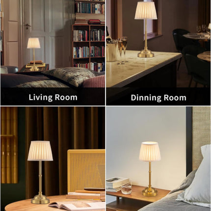 Black and White Elegant Rechargeable Fabric Shade LED Lamp - Cordless Touch Stepless Dimmable Table Light.