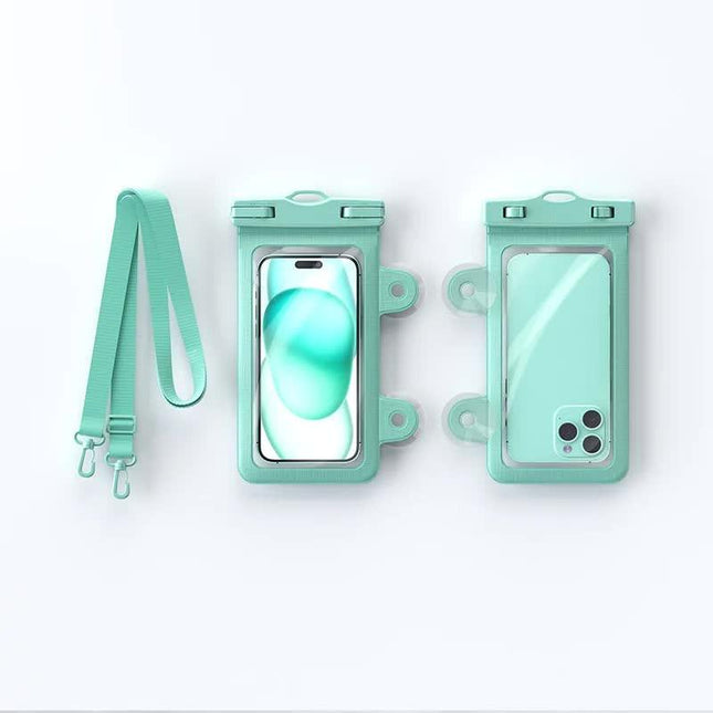 Mint Green 2-Pack Universal IPX8 Waterproof Phone Pouch with Lanyard - Touch Sensitive Case for Swimming & Outdoor Sports.