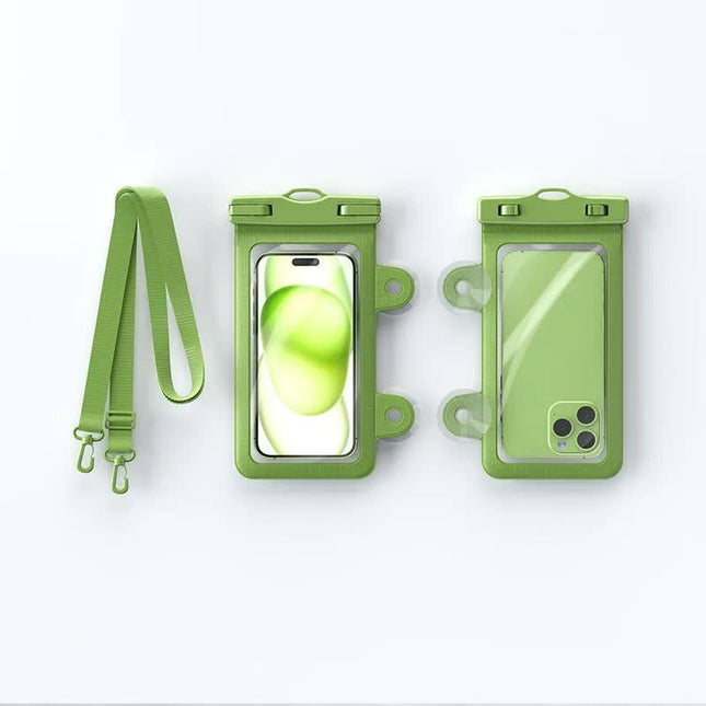 Green 2-Pack Universal IPX8 Waterproof Phone Pouch with Lanyard - Touch Sensitive Case for Swimming & Outdoor Sports.