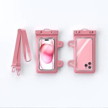 Pink 2-Pack Universal IPX8 Waterproof Phone Pouch with Lanyard - Touch Sensitive Case for Swimming & Outdoor Sports.