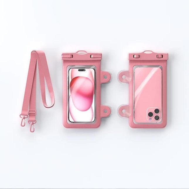 Pink 2-Pack Universal IPX8 Waterproof Phone Pouch with Lanyard - Touch Sensitive Case for Swimming & Outdoor Sports.