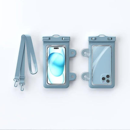 Blue 2-Pack Universal IPX8 Waterproof Phone Pouch with Lanyard - Touch Sensitive Case for Swimming & Outdoor Sports.