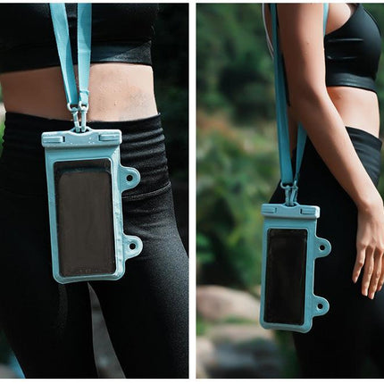 Blue 2-Pack Universal IPX8 Waterproof Phone Pouch with Lanyard - Touch Sensitive Case for Swimming & Outdoor Sports.
