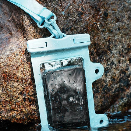 Blue 2-Pack Universal IPX8 Waterproof Phone Pouch with Lanyard - Touch Sensitive Case for Swimming & Outdoor Sports.