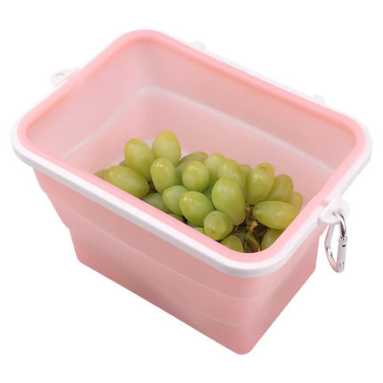 2 Pcs Pink Collapsible Silicone Food Storage Container - Microwave & Freezer Safe Lunch Box.