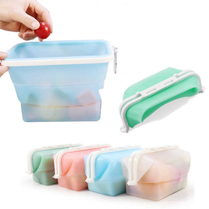 2 Pcs Pink Collapsible Silicone Food Storage Container - Microwave & Freezer Safe Lunch Box.