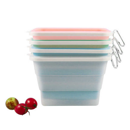 2 Pcs Pink Collapsible Silicone Food Storage Container - Microwave & Freezer Safe Lunch Box.