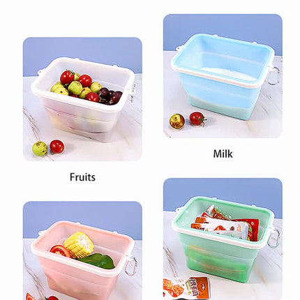 2 Pcs Pink Collapsible Silicone Food Storage Container - Microwave & Freezer Safe Lunch Box.