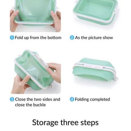 2 Pcs Pink Collapsible Silicone Food Storage Container - Microwave & Freezer Safe Lunch Box.