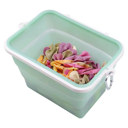 2 Pcs Green Collapsible Silicone Food Storage Container - Microwave & Freezer Safe Lunch Box.