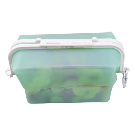 2 Pcs Green Collapsible Silicone Food Storage Container - Microwave & Freezer Safe Lunch Box.