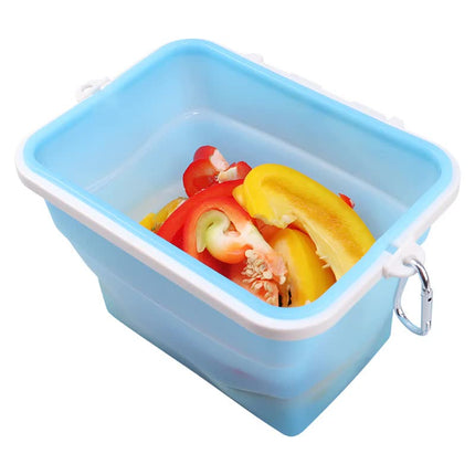 2 Pcs Blue Collapsible Silicone Food Storage Container - Microwave & Freezer Safe Lunch Box.