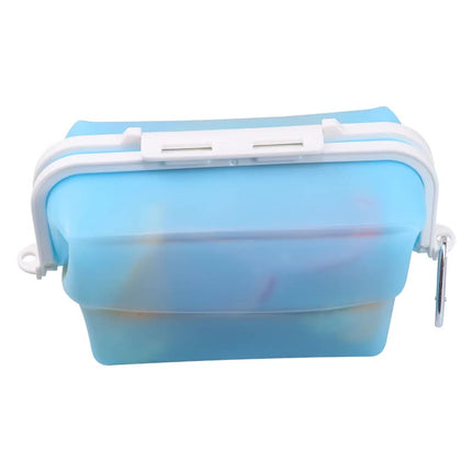 2 Pcs Blue Collapsible Silicone Food Storage Container - Microwave & Freezer Safe Lunch Box.