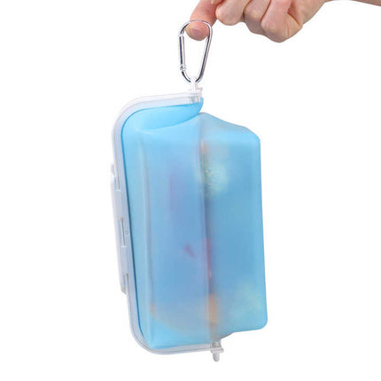 2 Pcs Blue Collapsible Silicone Food Storage Container - Microwave & Freezer Safe Lunch Box.