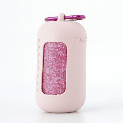 Pink Quick Dry Cooling Towel Set (2 Pack) - Microfiber Sport Towels with Silicone Cases & Carabiners.