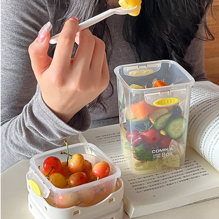 Yellow Portable Salad & Breakfast Cup On-the-Go - Dual Compartment Container with Spork.