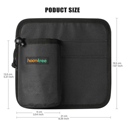 2 Pcs Black Hands-Free Luggage Handle Travel Cup Holder & Organizer Pouch.